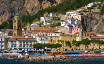 Beach and Bell Tower of the Cathedral of Amalfi
